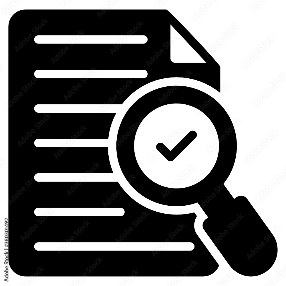 Paper under magnifying glass, search document icon
Paper under magnifying glass, search document icon