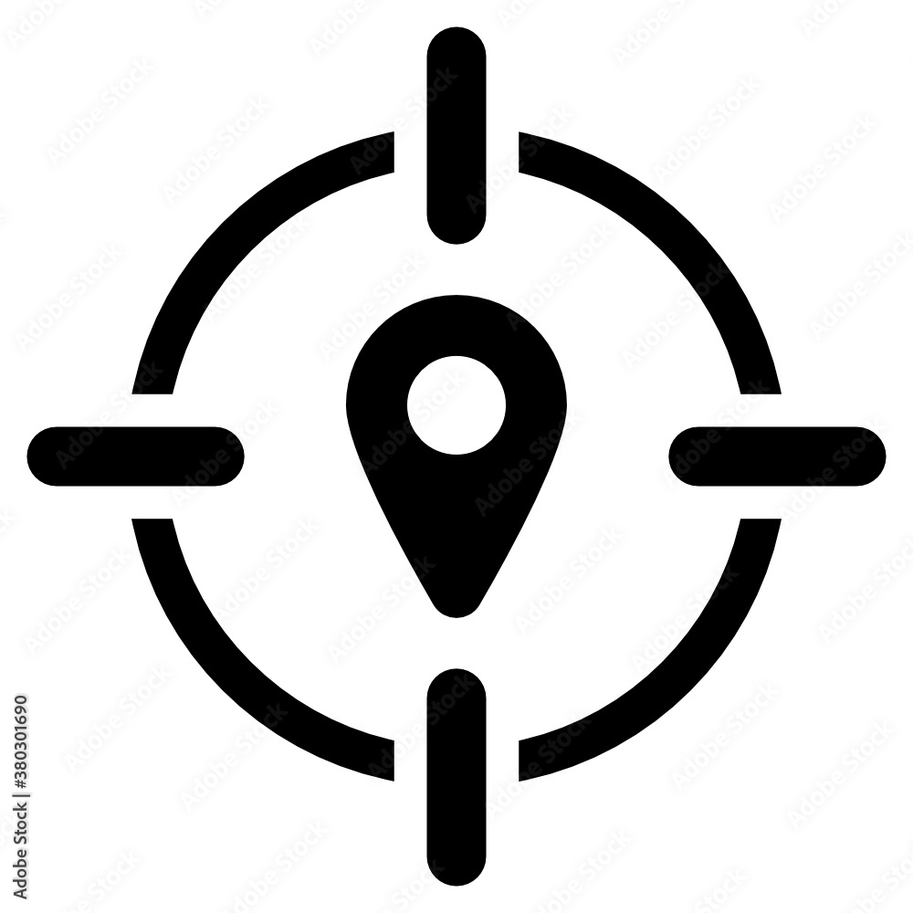 Location pointer inside reticle, current location icon
Location pointer inside reticle, current location icon
