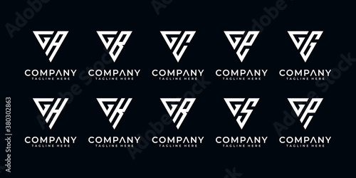 Set of creative letter G and etc logo template with triangle art style. icons for business of finance, consulting, simple.
