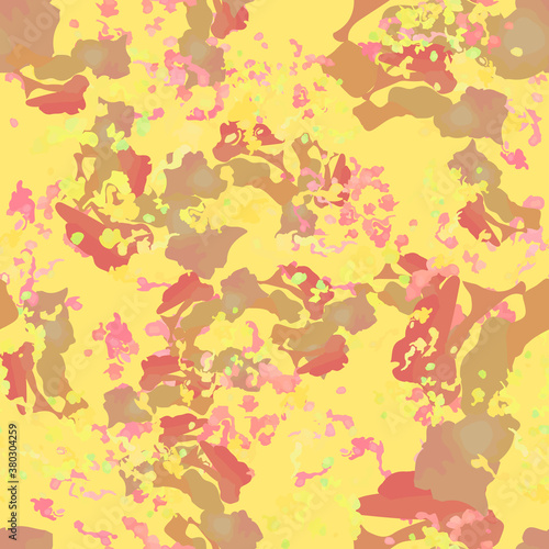 Desert camouflage of various shades of red  pink  yellow and brown colors