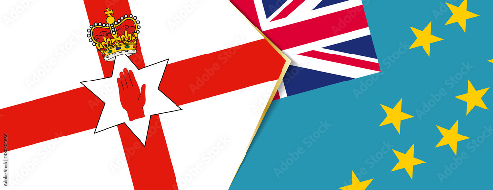 Northern Ireland and Tuvalu flags, two vector flags. Northern Ireland and Tuvalu flags, two vector flags.