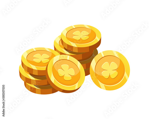 Coins for the game interface. Golden cartoon coins.