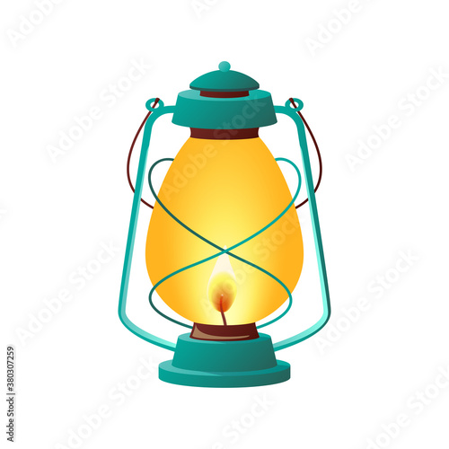 Vintage oil lantern, metal lamp. Antique lamp kerosene.