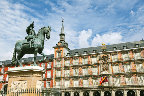 Statue of Felipe III in Plaza Mayor Square, Madrid, Spain photo