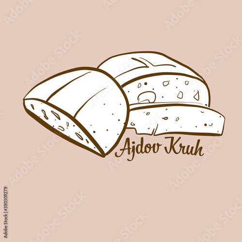 Hand-drawn Ajdov Kruh bread illustration