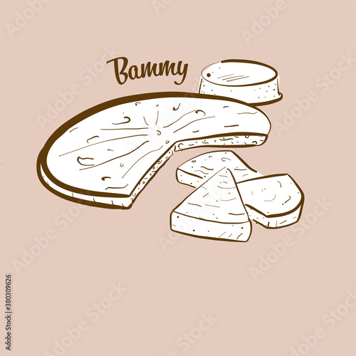 Hand-drawn Bammy bread illustration