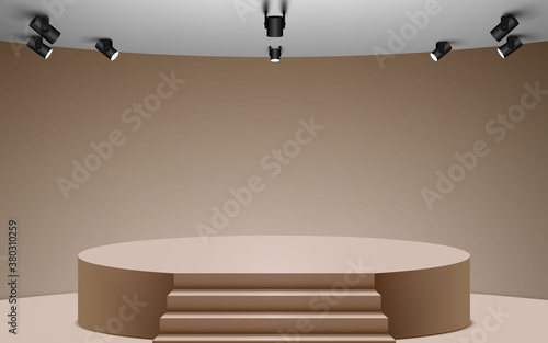 showcase with spotlight in the gallery	