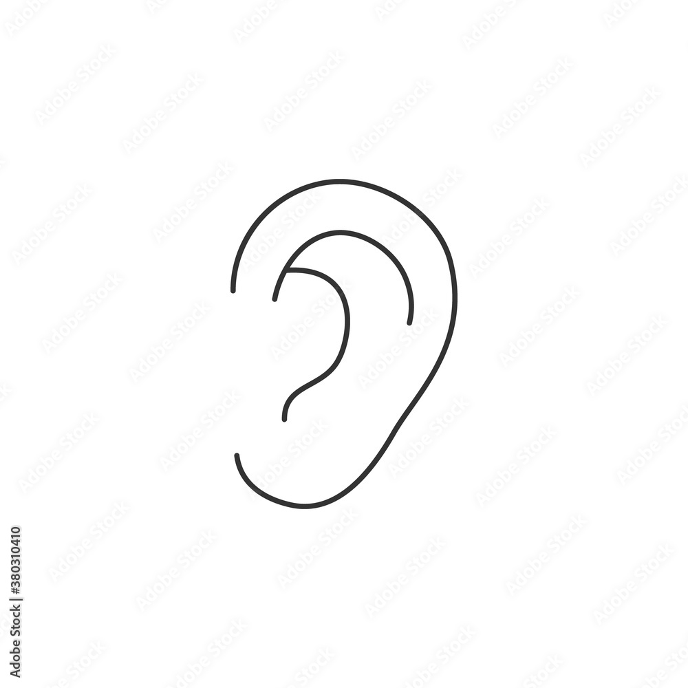 Ear line icon. Vector illustration isolated on white Ear line icon. Vector illustration isolated on white