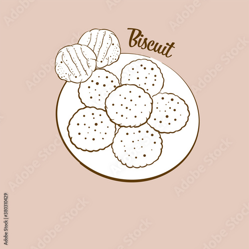 Hand-drawn Biscuit bread illustration
