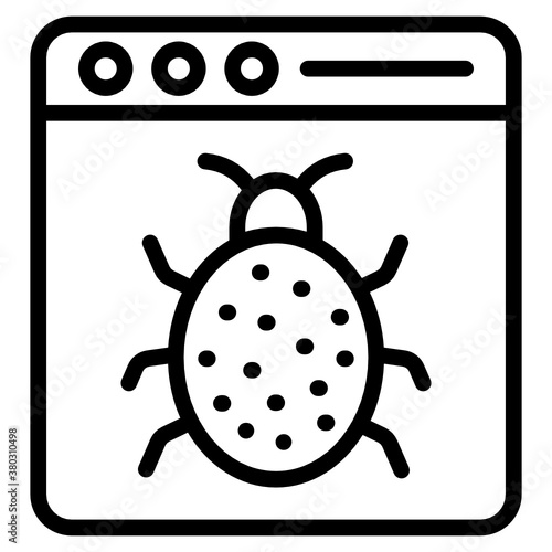 
Bug on web page, malicious website icon
