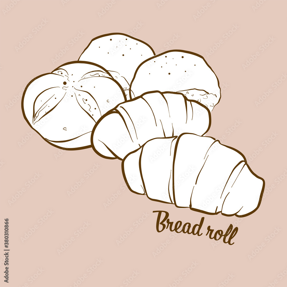 Hand-drawn Bread roll bread illustration Hand-drawn Bread roll bread illustration