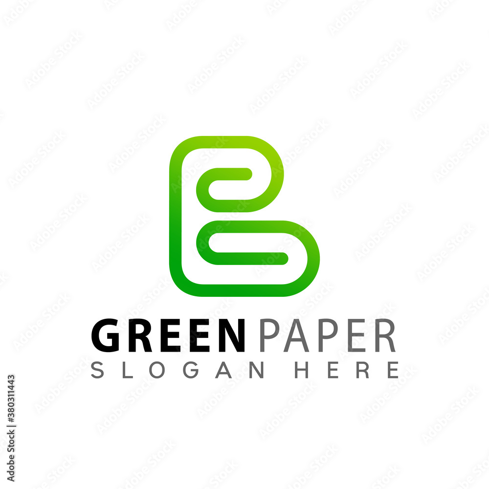 Letter B Green Paper Logo Design Vector Illustration Template Letter B Green Paper Logo Design Vector Illustration Template