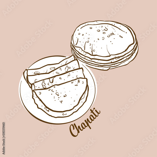 Hand-drawn Chapati bread illustration