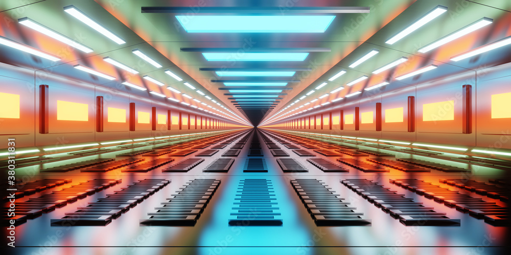 Fototapeta premium Spaceship gangway interior