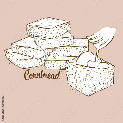 Hand-drawn Cornbread bread illustration