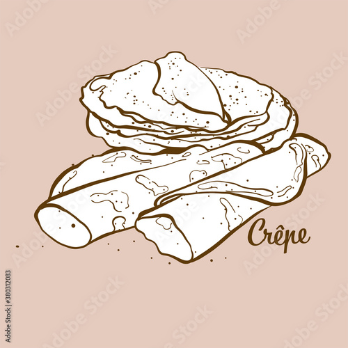 Hand-drawn Crepe bread illustration photo