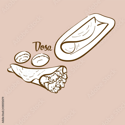 Hand-drawn Dosa bread illustration