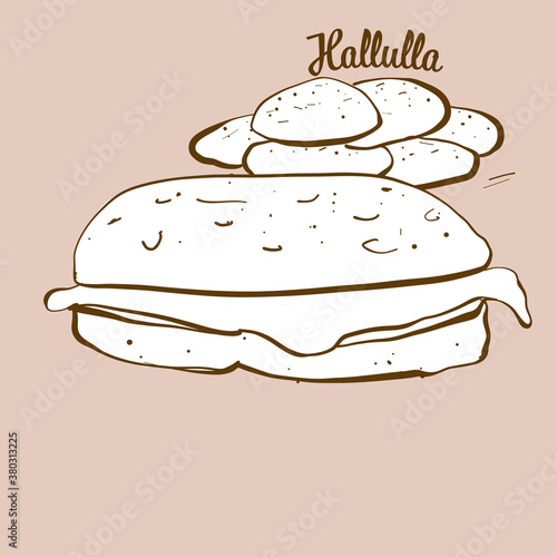 Hand-drawn Hallulla bread illustration photo
