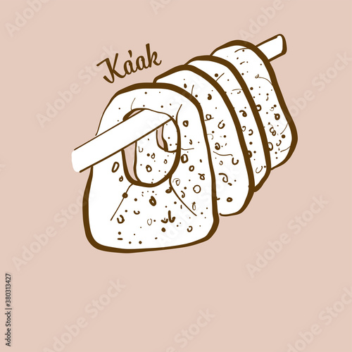 Hand-drawn Kaak bread illustration