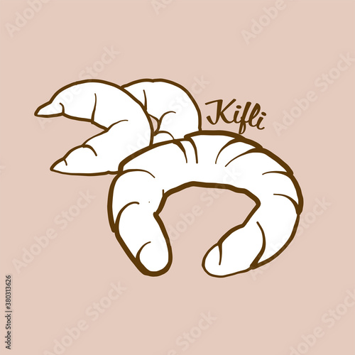 Hand-drawn Kifli bread illustration