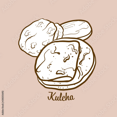 Hand-drawn Kulcha bread illustration
