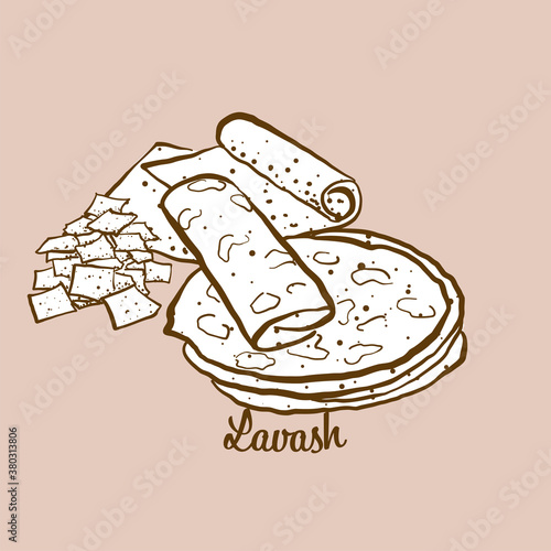 Hand-drawn Lavash bread illustration