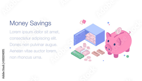
Money savings isometric illustration design
