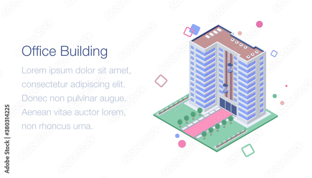 
Office building architecture isometric illustration 
