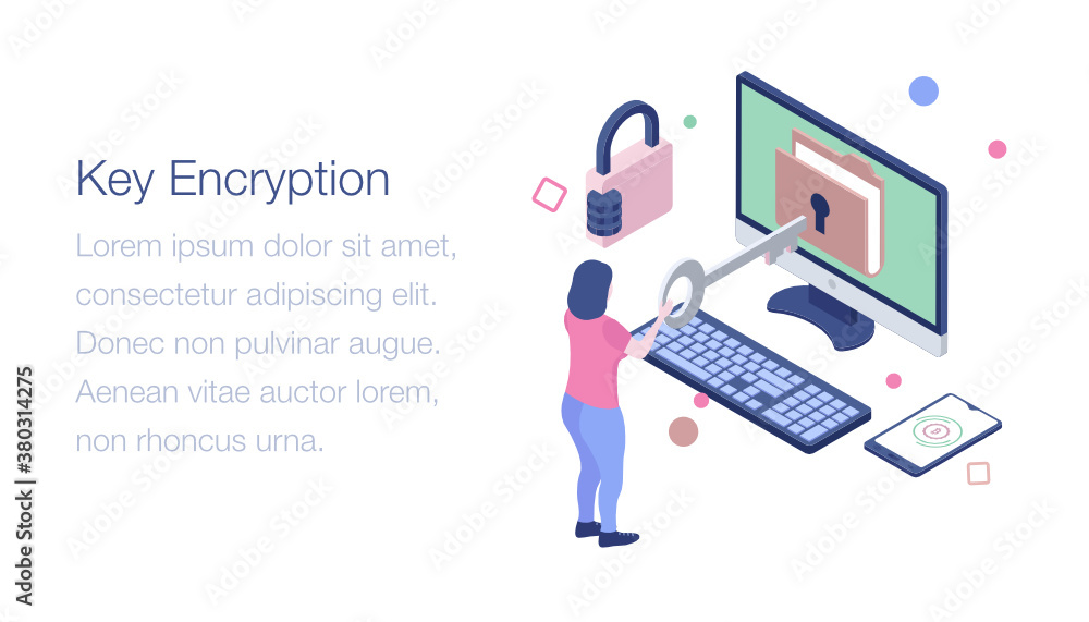 Key encryption security isometric illustration
Key encryption security isometric illustration