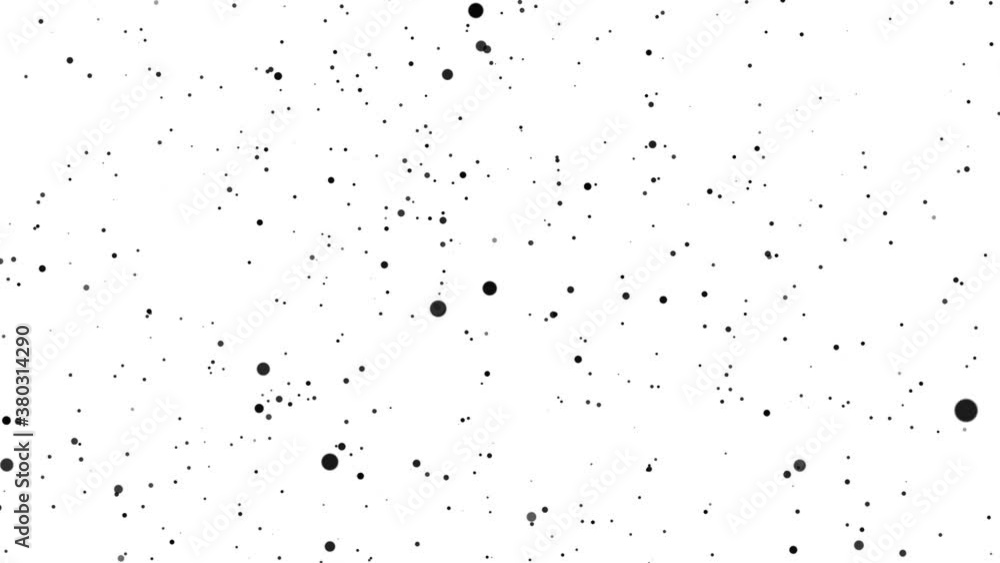 Animation of black particles of different sizes moving in space on a white background. You can use this footage for video backgrounds. Animation of black particles of different sizes moving in space on a white background. You can use this footage for video backgrounds.
