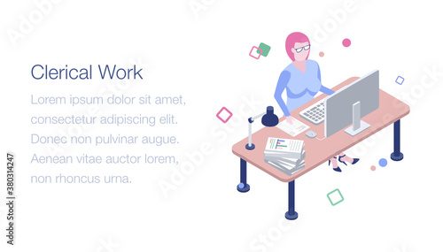 
Office clerical work isometric illustration 

