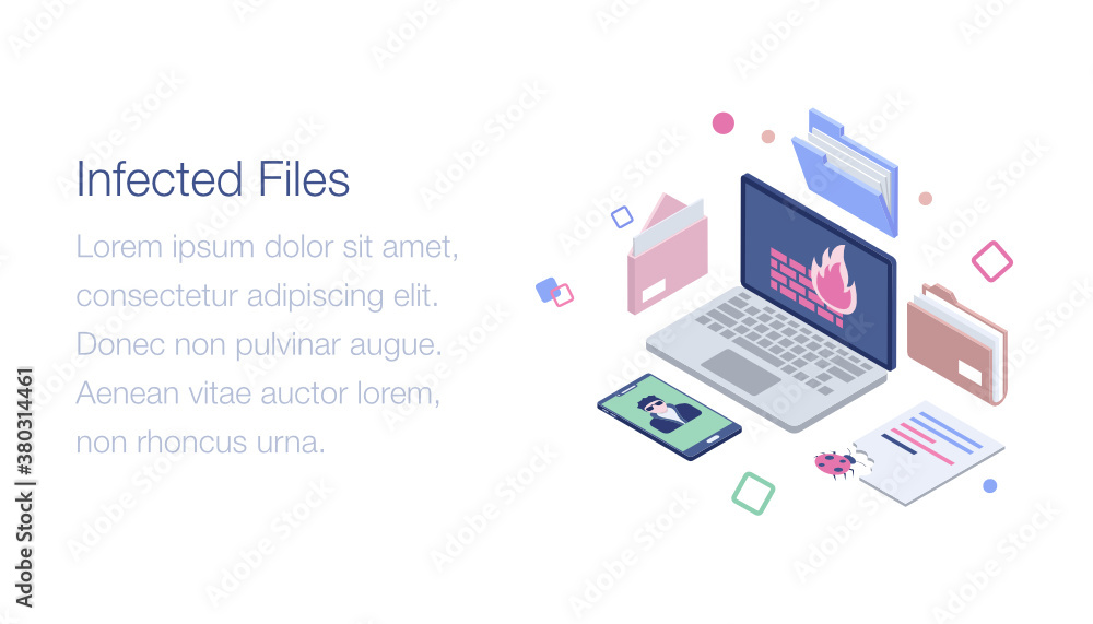 Infected files isometric illustration design
Infected files isometric illustration design