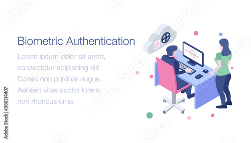 
Cloud biometric authentication isometric illustration 
