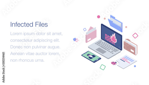 
Infected files isometric illustration design 
