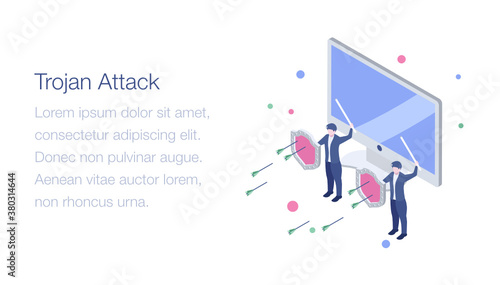 
Trojan virus security isometric illustration 
