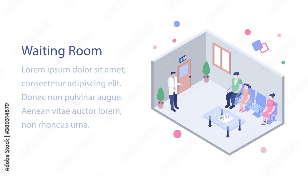 Hospital waiting room isometric illustration
Hospital waiting room isometric illustration