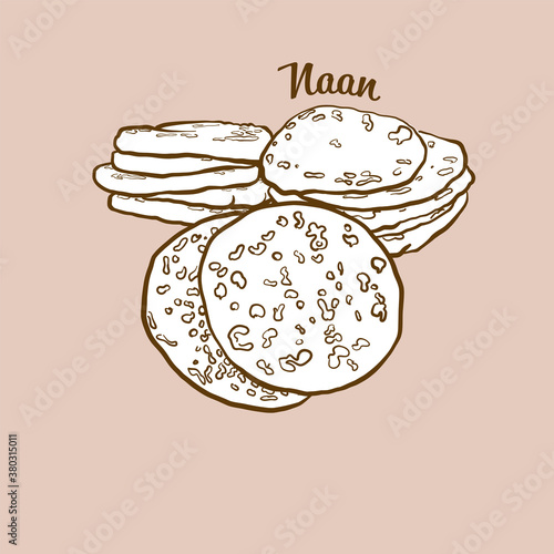 Hand-drawn Naan bread illustration