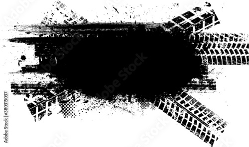 Vector Print Textured Tire Track . Design Element . Car tread silhouette . Mud splash grunge texture