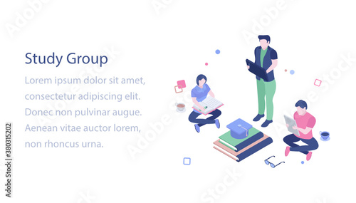 
Isometric illustration of study group design 
