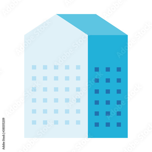 Blue building design, City architecture urban modern downtown contemporary metropolis exterior and construction theme Vector illustration