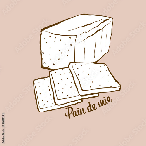 Hand-drawn Pain de mie bread illustration