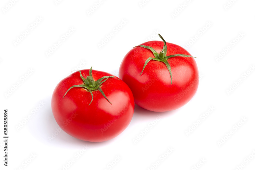 Closeup of tomatoes on the isolated on white Closeup of tomatoes on the isolated on white