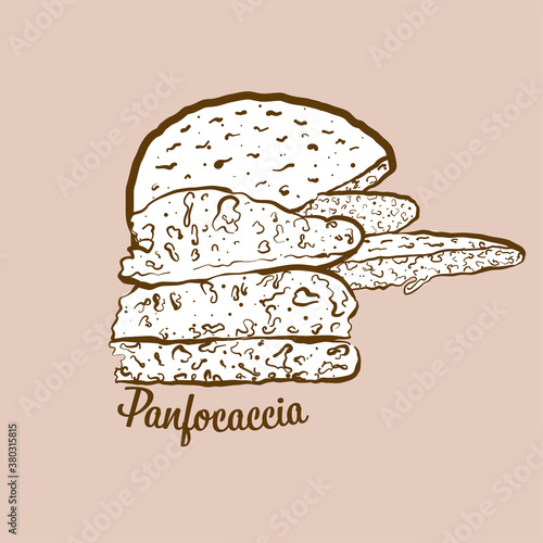Hand-drawn Panfocaccia bread illustration