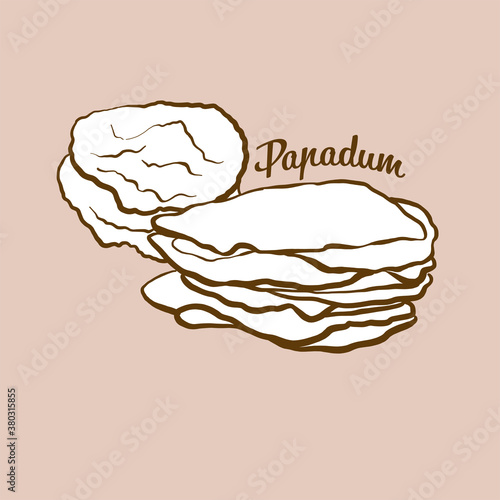 Hand-drawn Papadum bread illustration