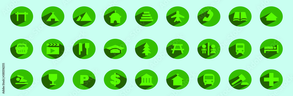 set of map element and location cartoon icon design template with various models. vector illustration isolated on blue background set of map element and location cartoon icon design template with various models. vector illustration isolated on blue background