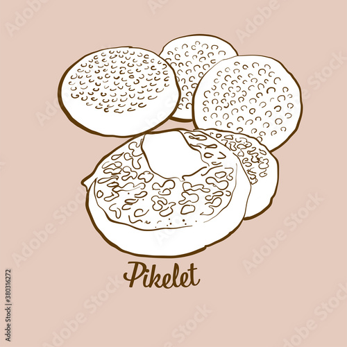 Hand-drawn Pikelet bread illustration