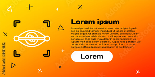 Line Eye scan icon isolated on yellow background. Scanning eye. Security check symbol. Cyber eye sign. Colorful outline concept. Vector.