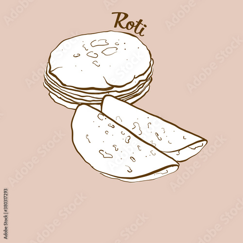 Hand-drawn Roti bread illustration