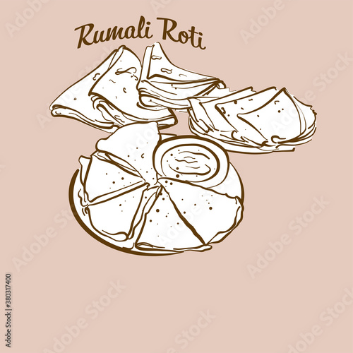 Hand-drawn Rumali Roti bread illustration