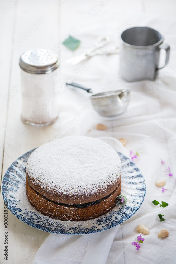 cake with buckwheat flour stuffed with blueberry jam cake with buckwheat flour stuffed with blueberry jam